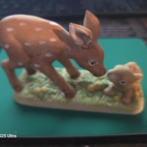 Adorable Brown and Cream Deer Figurine